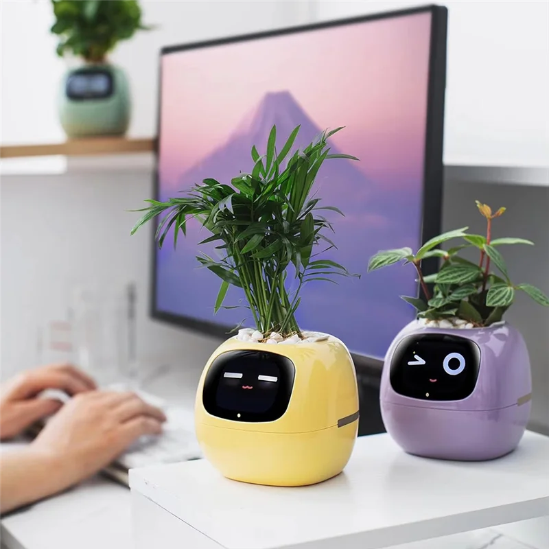 AI Pet Flowerpot Planting Robot 7 Smart Sensors Yellow