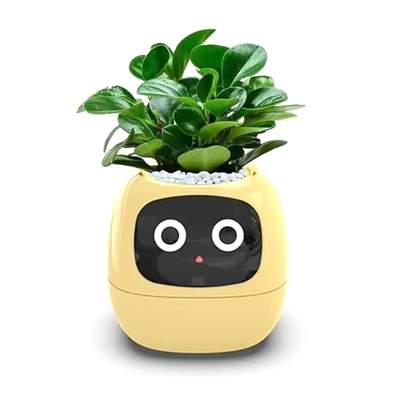 AI Pet Flowerpot Planting Robot 7 Smart Sensors Yellow